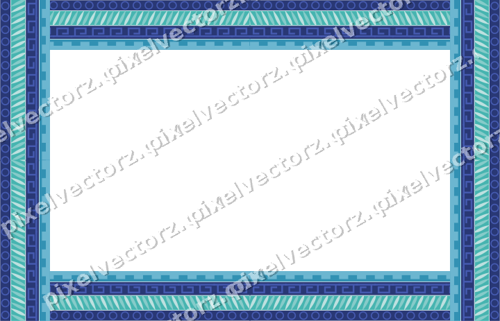 Decorative picture frame border in blue and cyan with ring chain