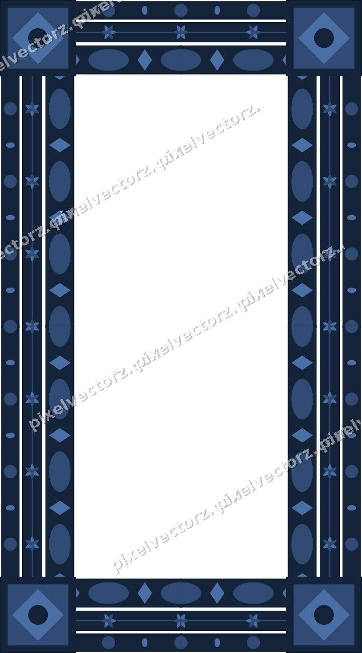 Decorative picture frame border in dark blue with bead and reel