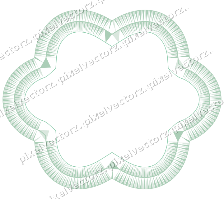 Decorative line art frame in green and teal with oval