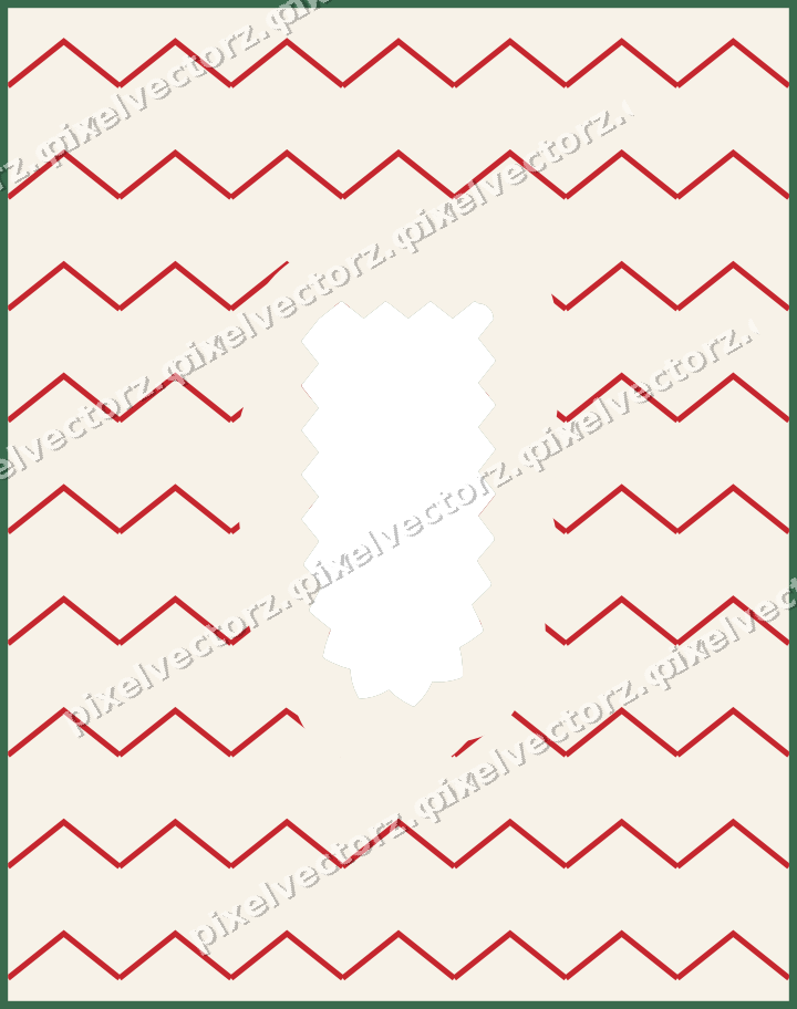Decorative patterned mat frame in dark green and red with zigzag