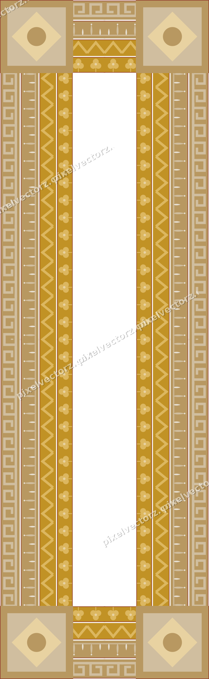 Decorative picture frame border in orange and amber with greek key