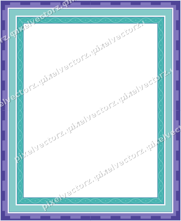 Decorative picture frame border in blue and cyan with step band