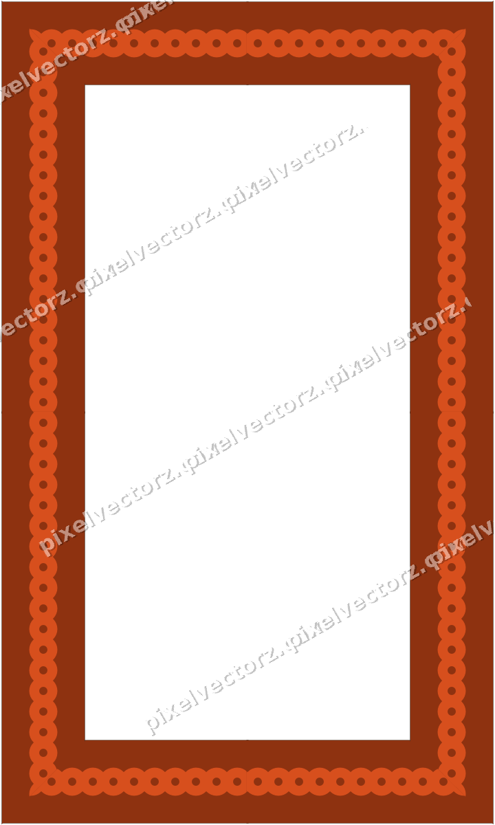 Decorative picture frame border in orange and teal with ring chain