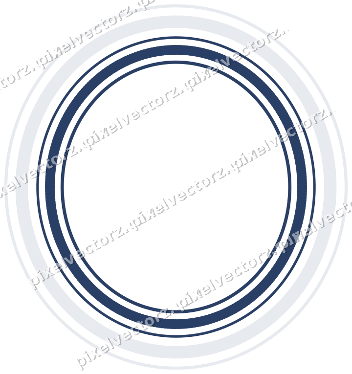 Decorative line art frame in dark blue and white with oval