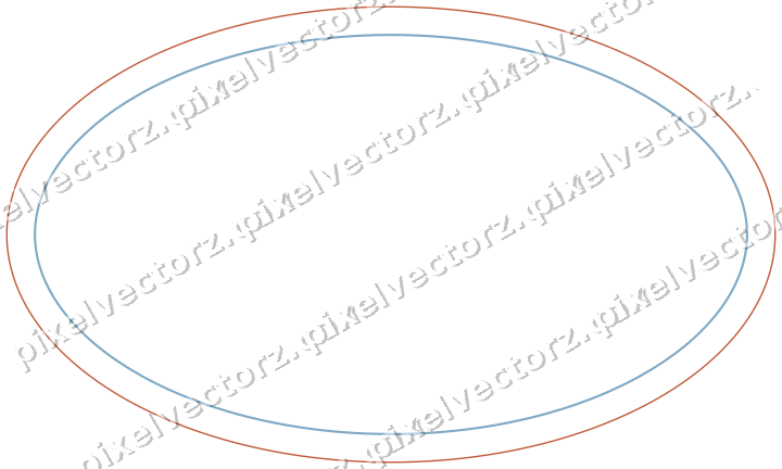 Decorative line art frame in orange and cyan with oval