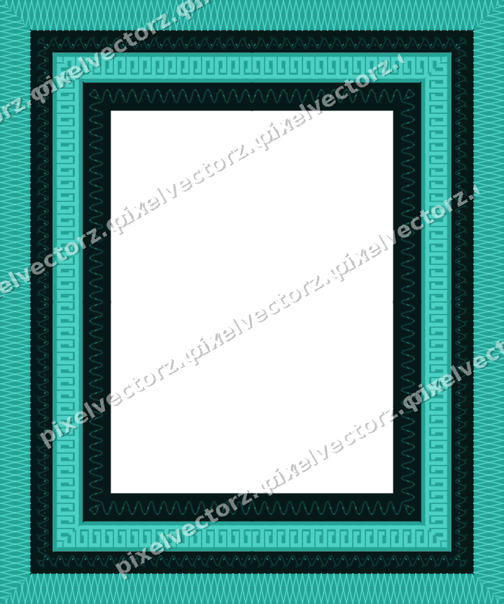 Decorative picture frame border in orange and teal with lattice band