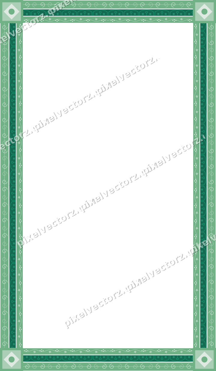 Decorative picture frame border in green and teal with gothic tracery