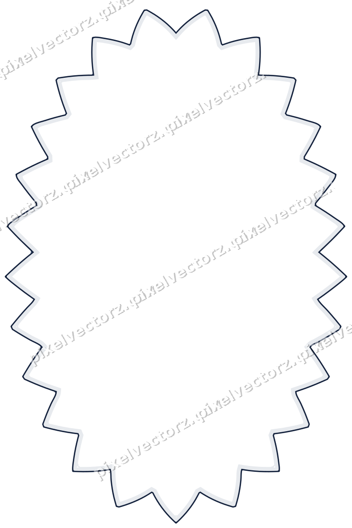 Decorative line art frame in dark blue and white with oval
