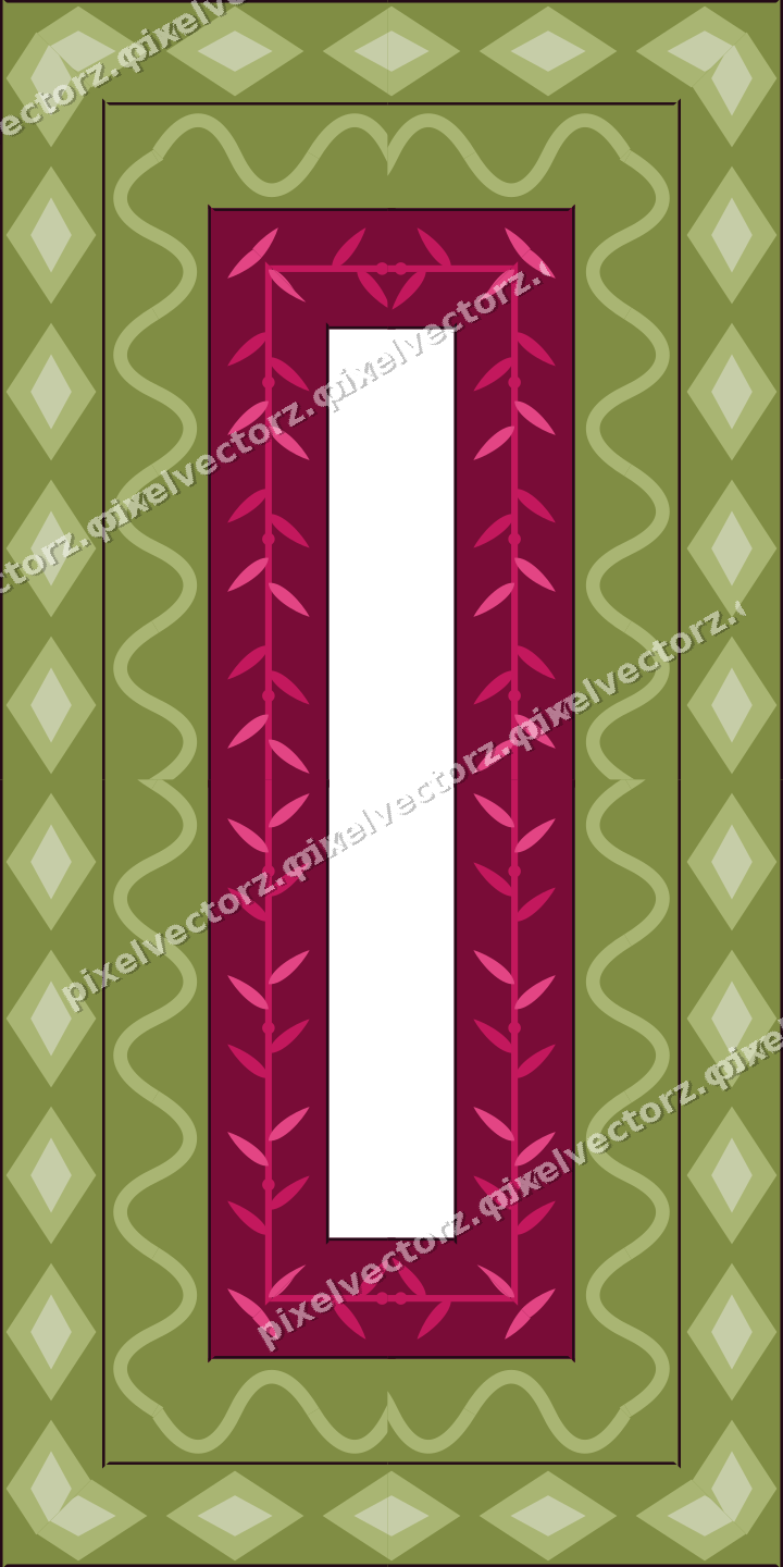 Decorative picture frame border in lime and pink with wave band