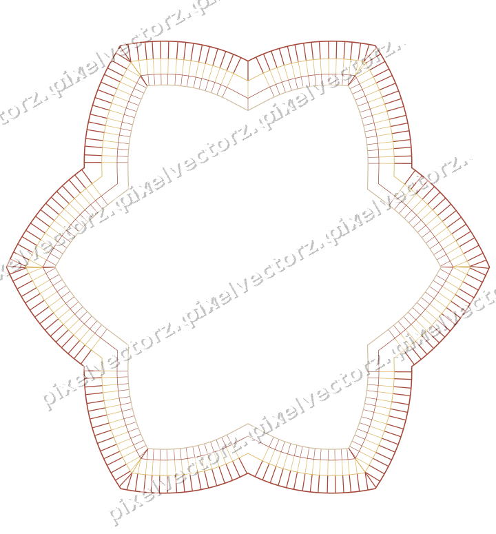 Decorative line art frame in orange and amber with oval