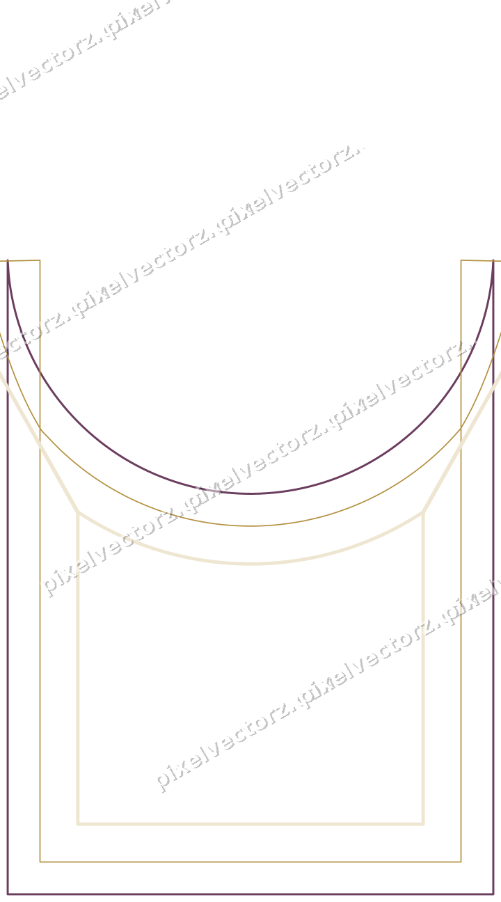 Decorative line art frame in dark magenta and amber with label plaque