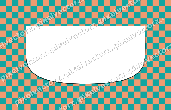 Decorative patterned mat frame in orange and teal with checkerboard