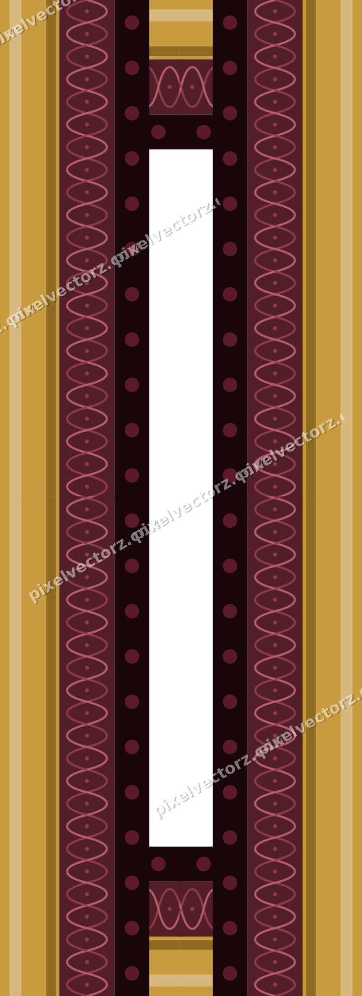 Decorative picture frame border in dark pink and amber with arabesque