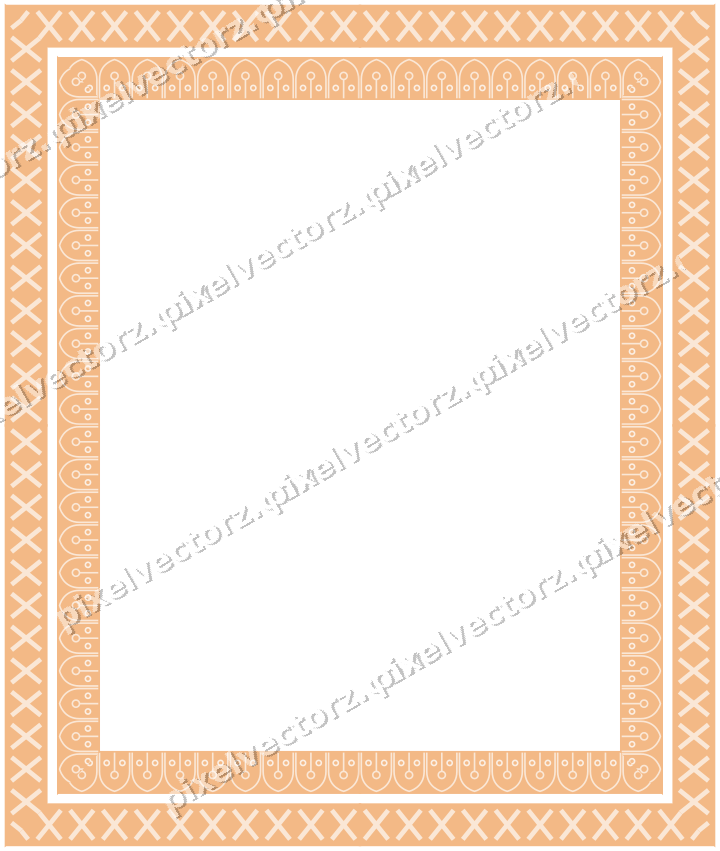 Decorative picture frame border in blue and orange with gothic tracery