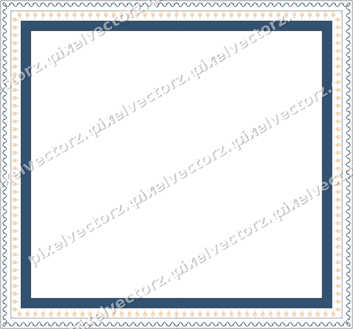 Decorative picture frame border in dark blue with scrolling vine