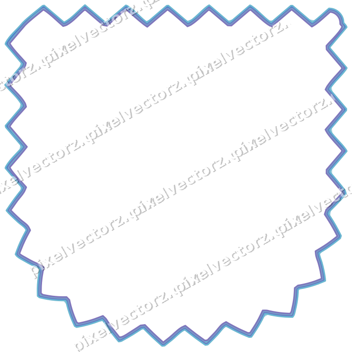 Decorative line art frame in blue and cyan with shield and zigzag edge