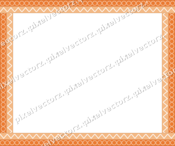 Decorative picture frame border in blue and orange with zigzag