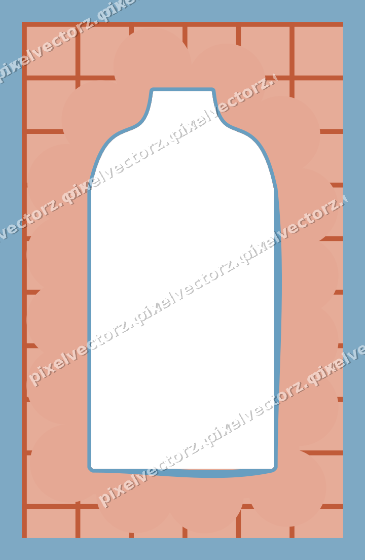 Decorative patterned mat frame in orange and cyan with grid check