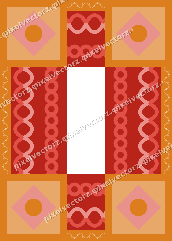 Decorative picture frame border in red and orange with guilloche