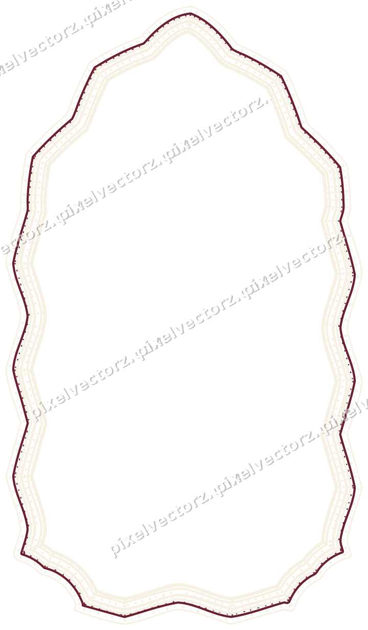 Decorative line art frame in dark pink and red with label plaque