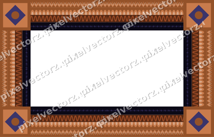 Decorative picture frame border in orange and blue with palmette