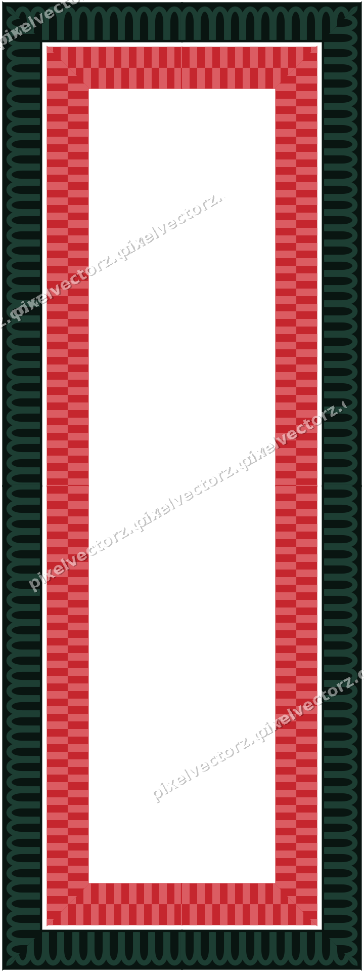 Decorative picture frame border in dark green with arcade frieze