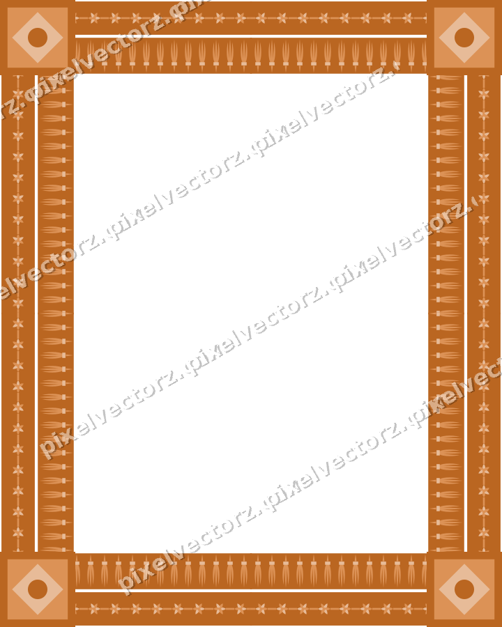 Decorative picture frame border in orange and teal with rosette band