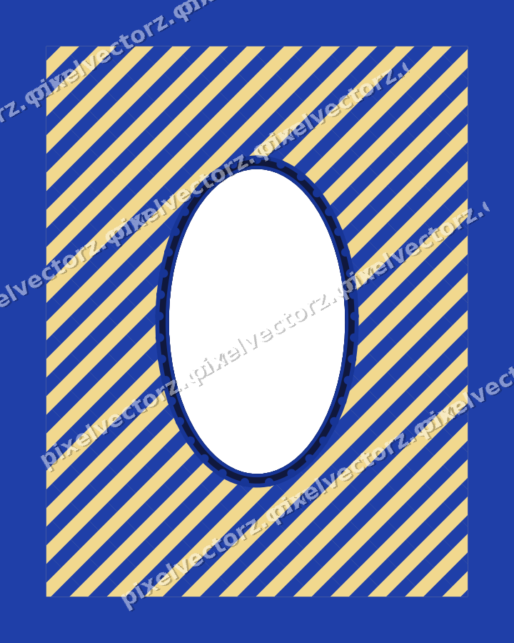 Decorative patterned mat frame in amber and blue with vertical stripes