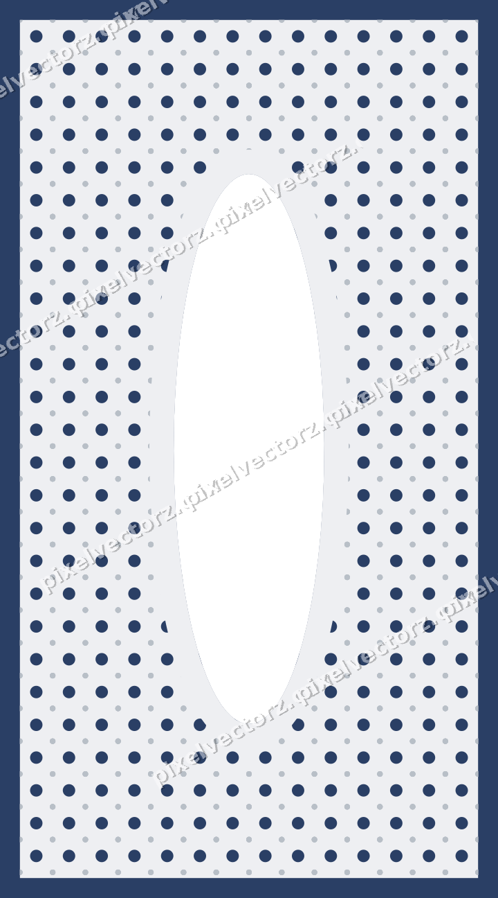 Decorative patterned mat frame in dark blue and white with polka dots