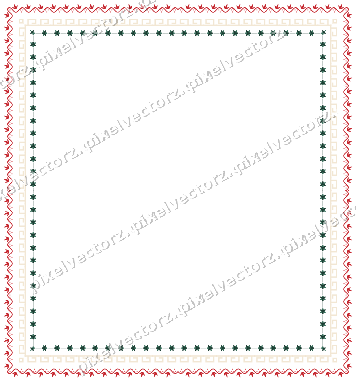 Decorative picture frame border in dark green with rosette band
