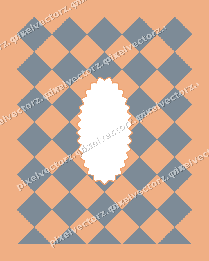 Decorative patterned mat frame in blue with harlequin diamonds