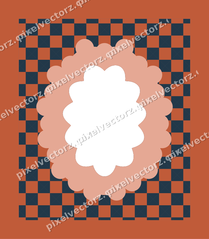 Decorative patterned mat frame in orange with harlequin diamonds