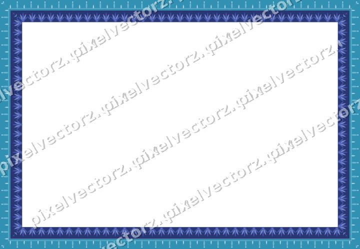 Decorative picture frame border in blue and cyan with palmette