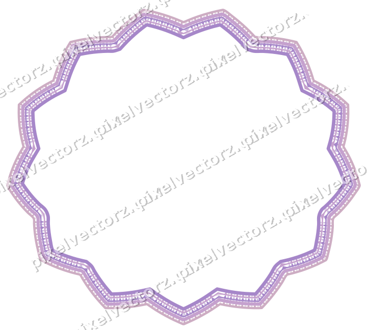 Decorative line art frame in purple and blue with oval and zigzag edge