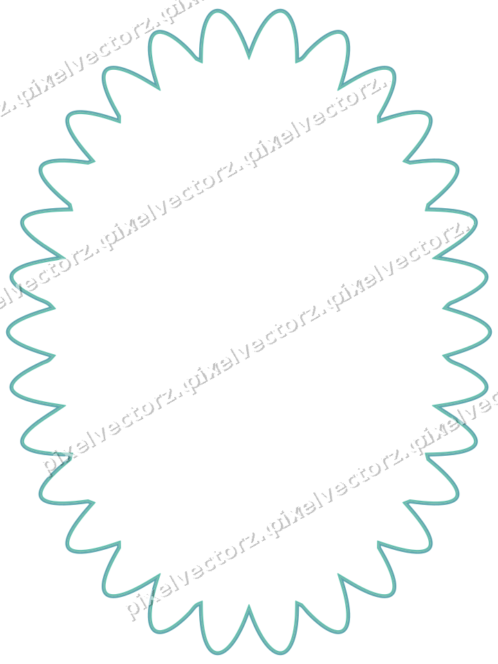 Decorative line art frame in green and teal with oval