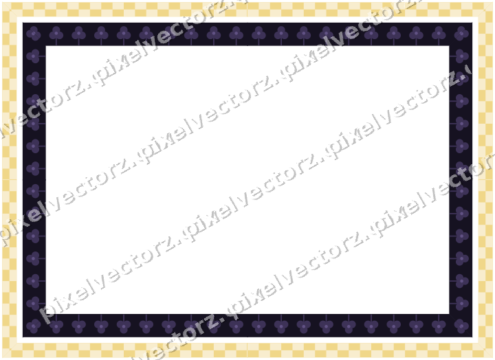 Decorative picture frame border in amber and purple with trefoil band