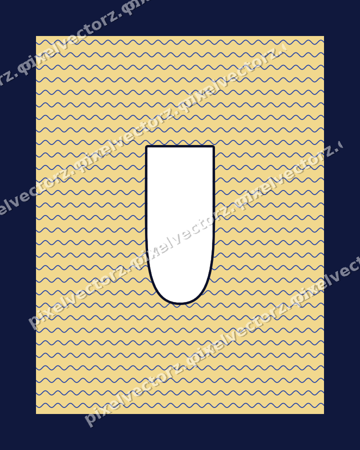 Decorative patterned mat frame in amber and blue with wavy lines