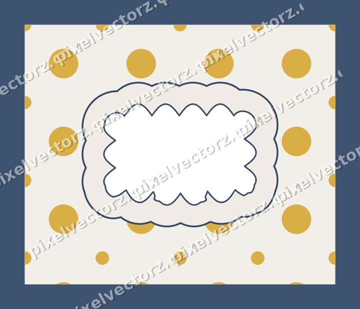 Decorative patterned mat frame in amber and green with polka dots