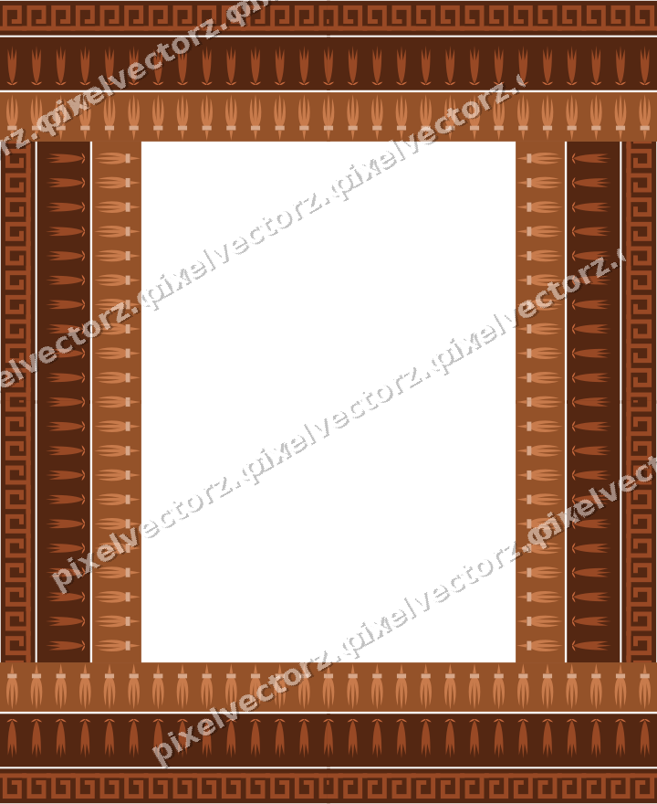 Decorative picture frame border in orange and blue with greek key
