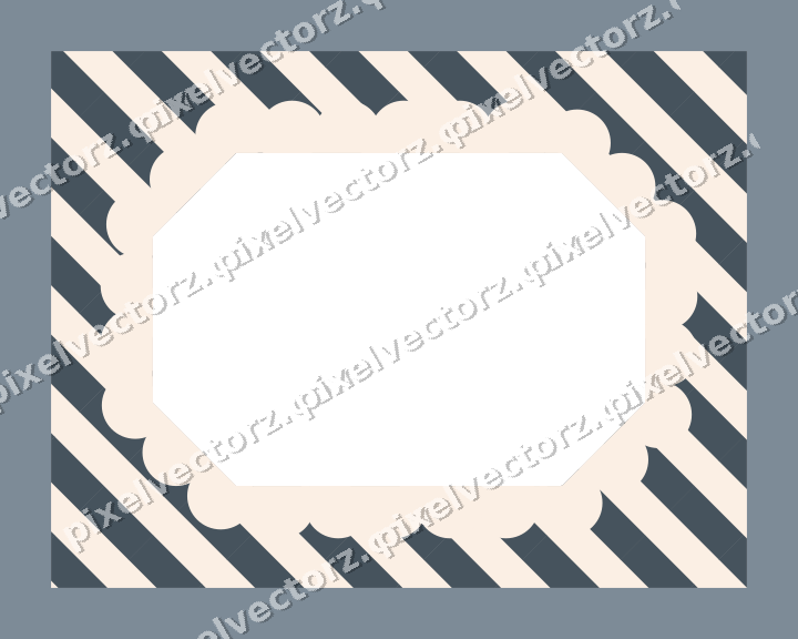 Decorative patterned mat frame in blue with horizontal stripes