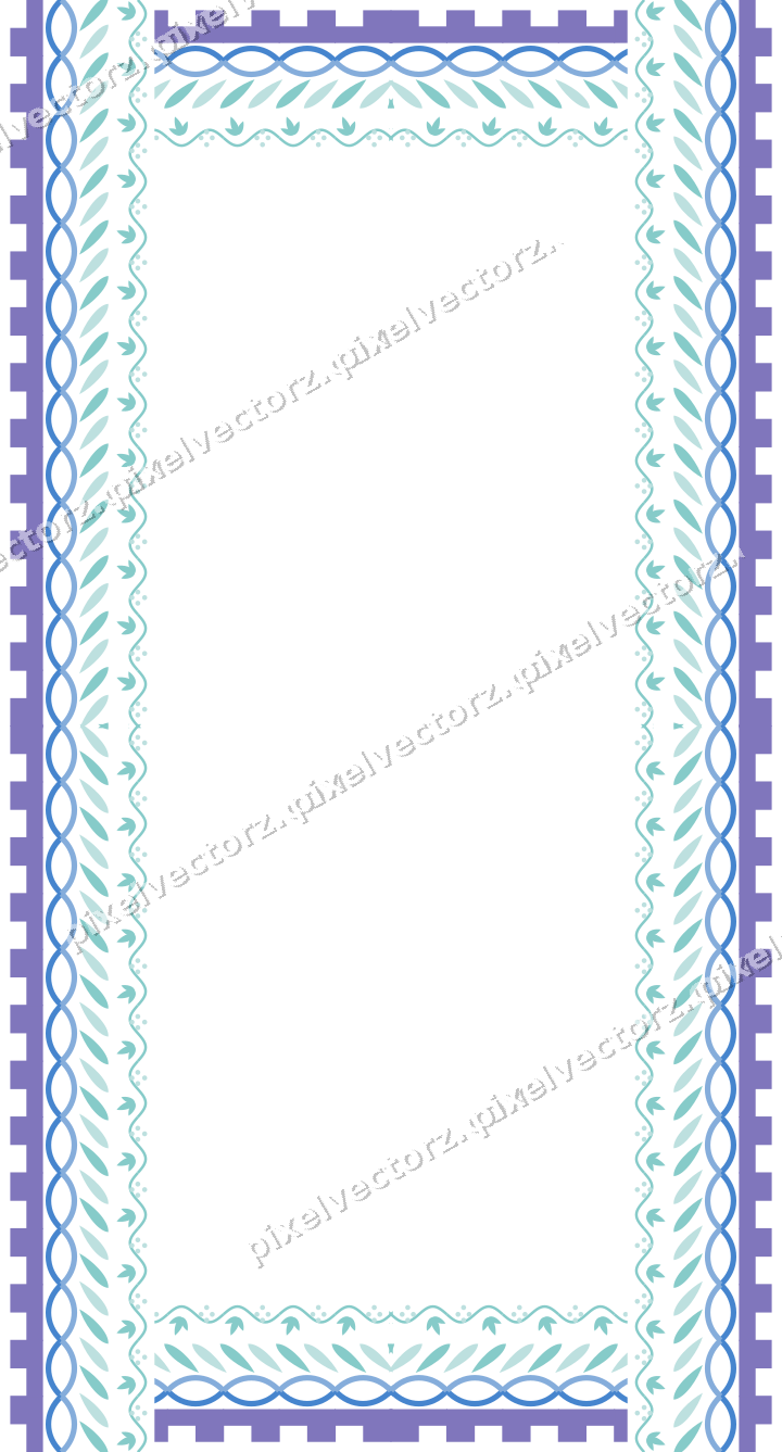 Decorative picture frame border in blue and cyan with step band