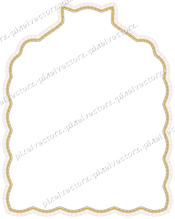 Decorative line art frame in amber and pale orange with label plaque