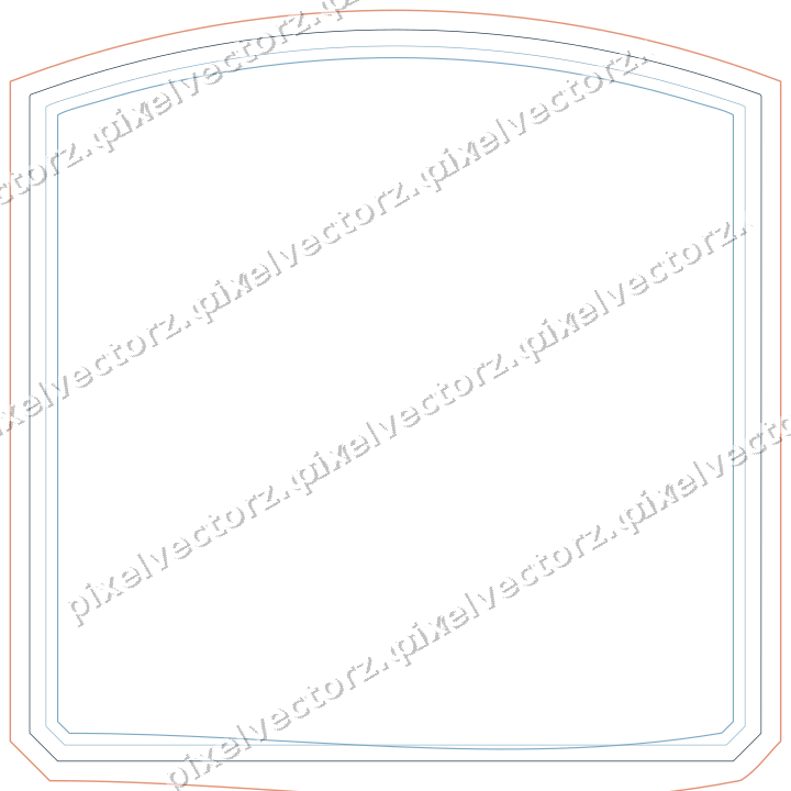 Decorative line art frame in orange and cyan with label plaque