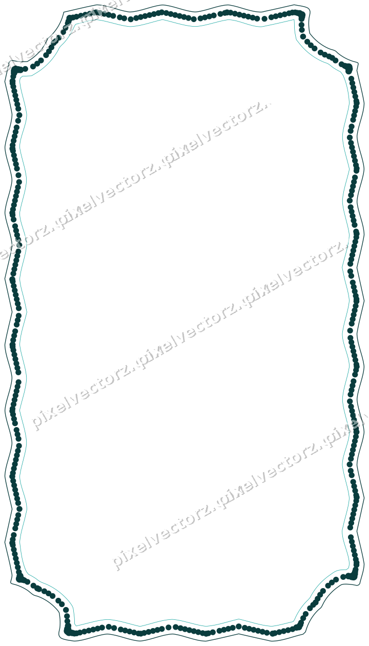 Decorative line art frame in orange and teal with label plaque