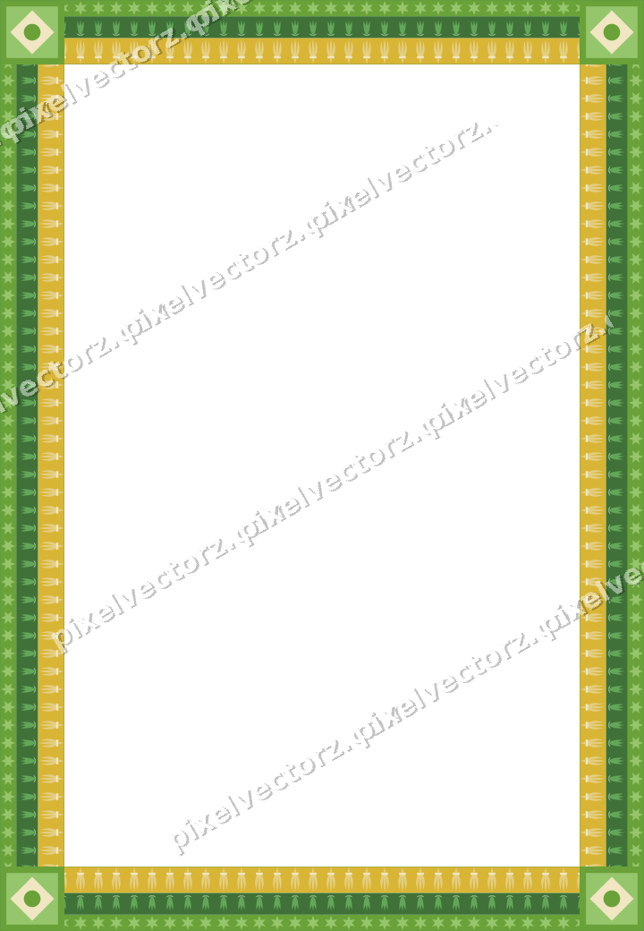 Decorative picture frame border in lime and yellow with star band