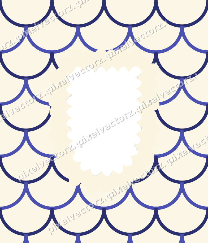 Decorative patterned mat frame in dark blue with scallop scales