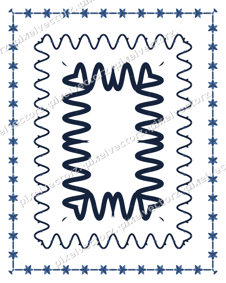 Decorative picture frame border in dark blue with rosette band