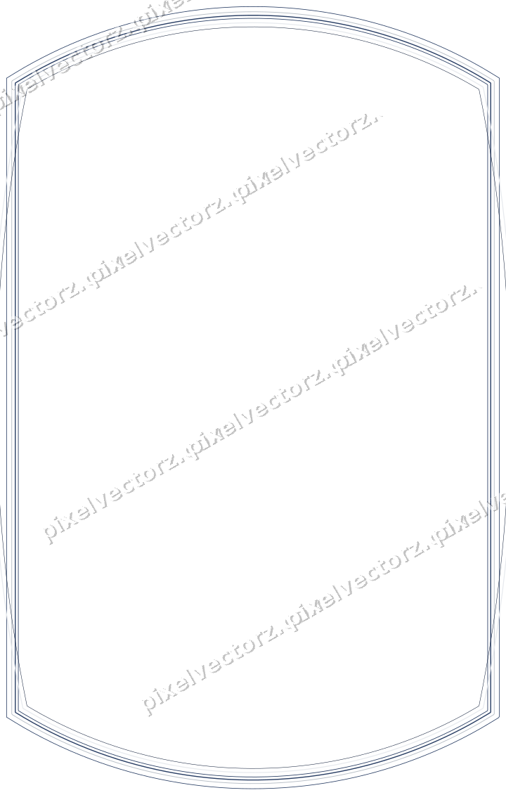 Decorative line art frame in dark blue and white with label plaque
