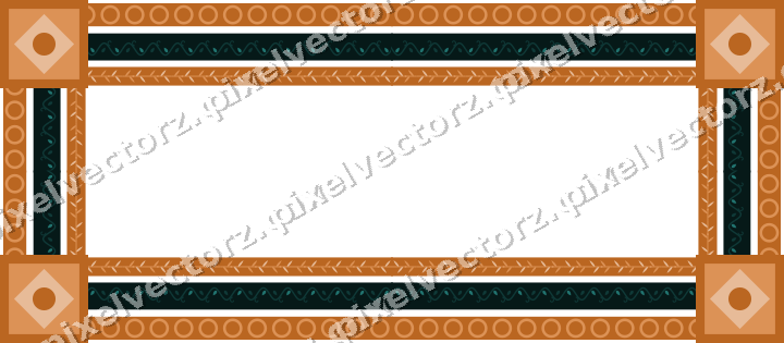 Decorative picture frame border in orange and teal with ring chain