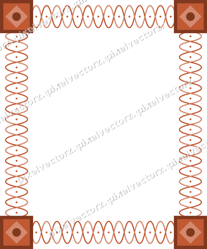 Decorative picture frame border in orange and amber with arabesque